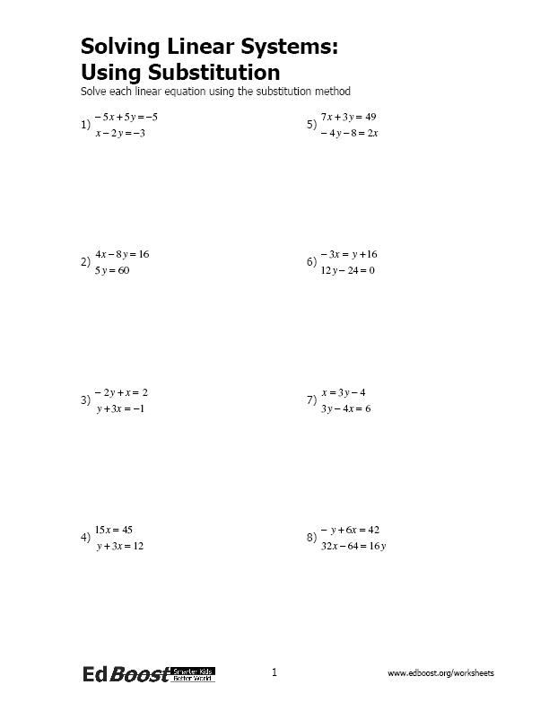 Solving Systems Of Equations Using All Method Worksheet Answer Key