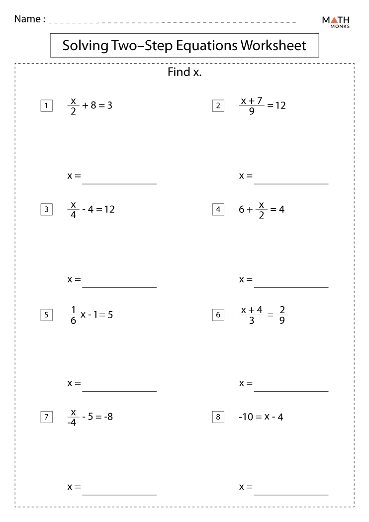 Multi Step Equations Worksheet 3Rd Grade