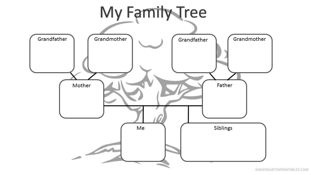 Kindergarten Family Tree Worksheet Printable