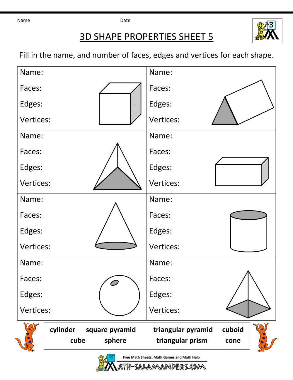 Free Printable Geometry Worksheets 3rd Grade Geometry worksheets