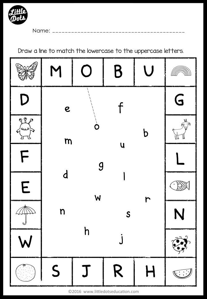 Matching Uppercase and Lowercase Letters Worksheets Letter worksheets