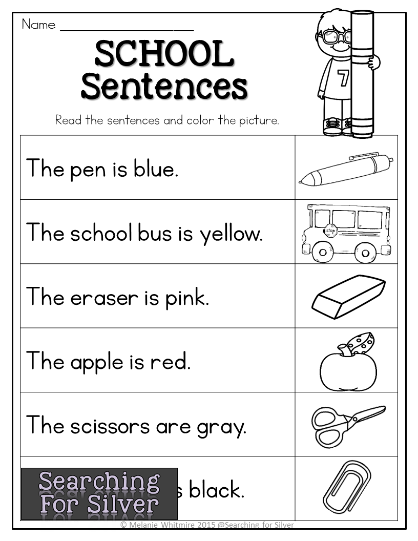 School sentences, practice color and LOTS of other fun and engaging