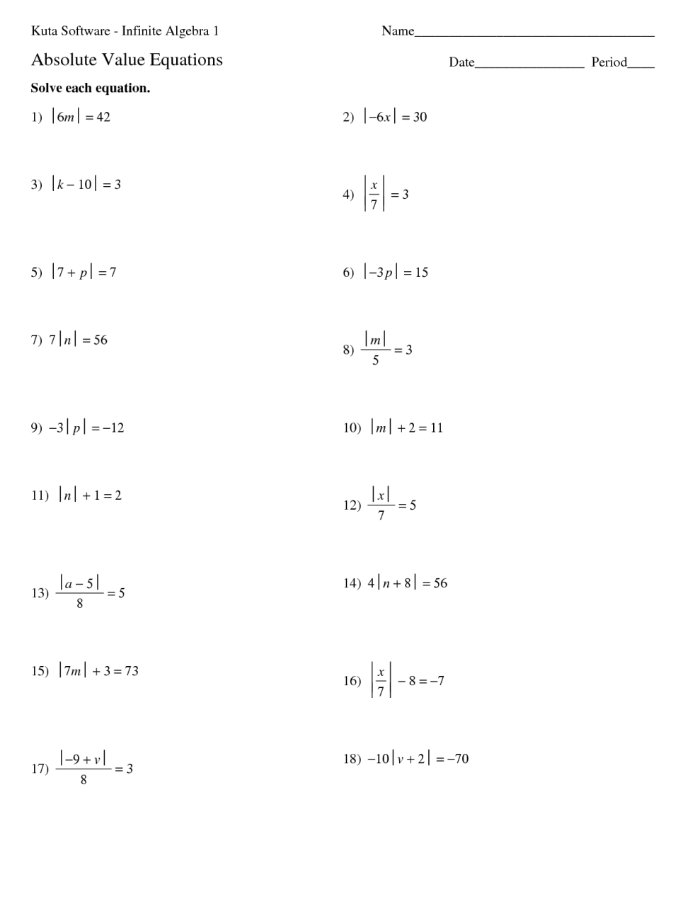 Absolute Value Worksheets For 6th Graders 8 best images of absolute