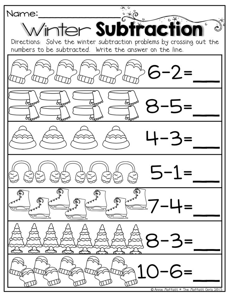 Winter Subtractions Kindergarten math, Homeschool math, Subtraction
