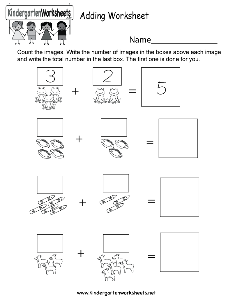 Free Printable Adding Worksheet for Kindergarten