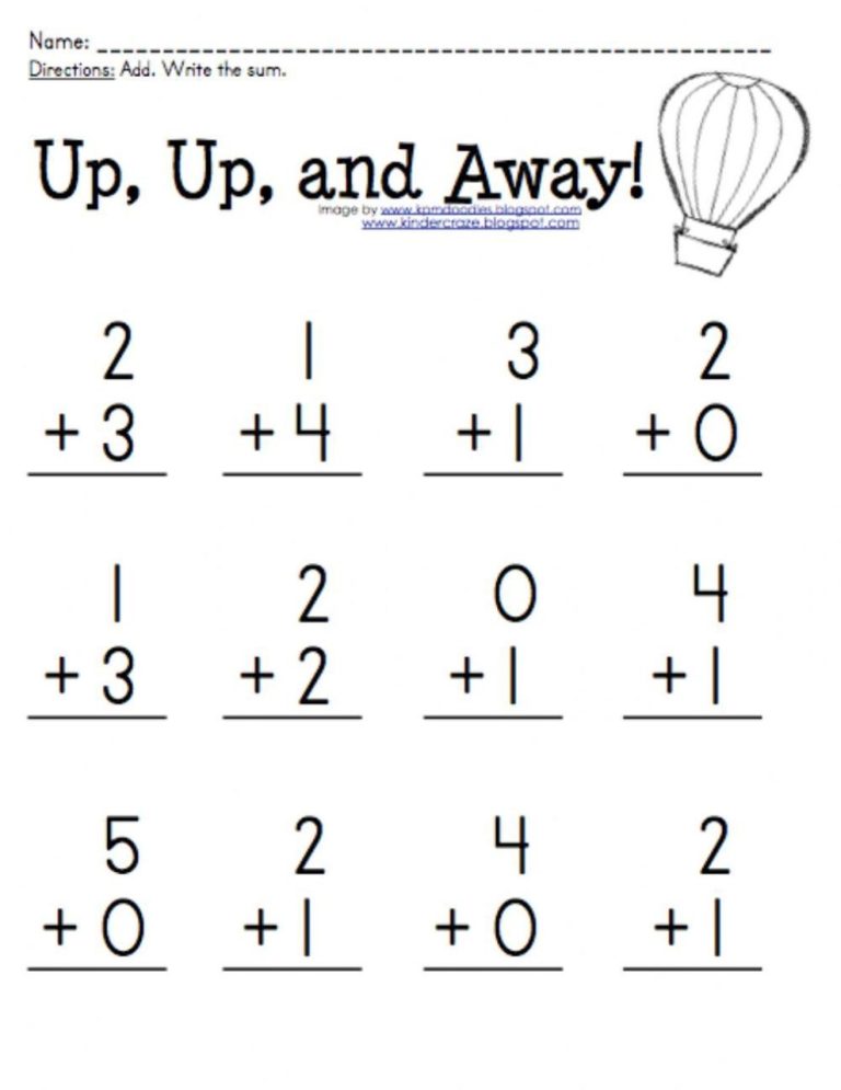 Kindergarten Math Worksheets Addition To 10