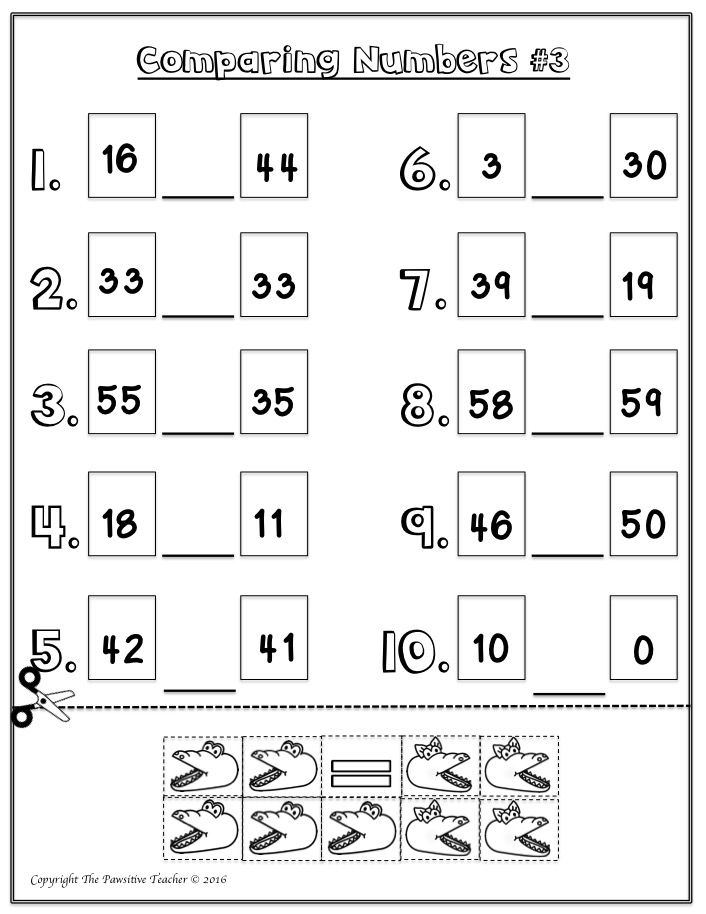Math Centers for Comparing Numbers for Kindergarten, First Grade, and