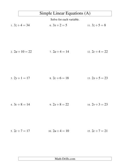 Solving Linear Equations Worksheets Ks3 ks3 maths algebra solving