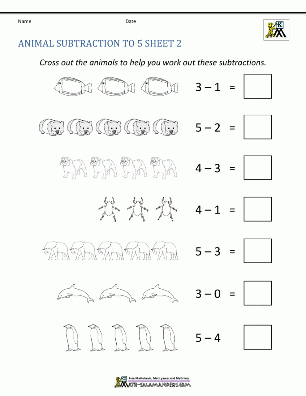 Subtraction Kindergarten Worksheets Pdf