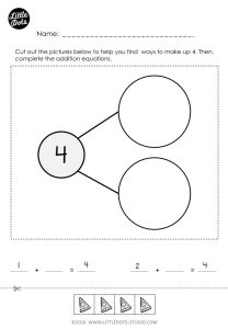 Free number bonds worksheet. Explore different way to make up the
