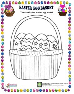 Easter egg basket trace line worksheet Easter egg basket, Egg basket