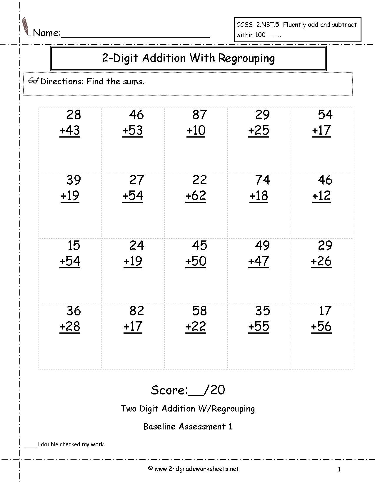 3rd Grade Double Digit Addition Worksheets