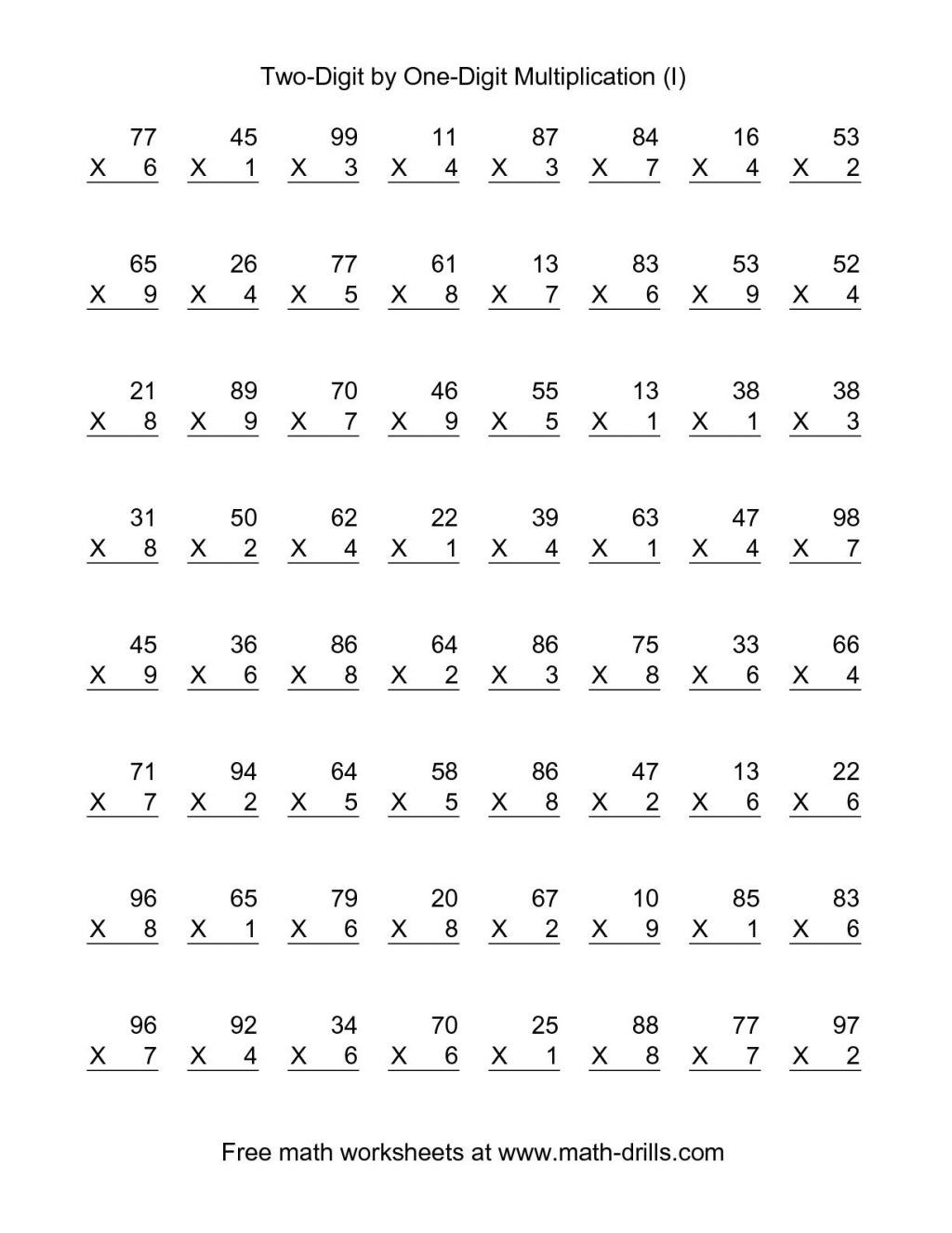 5th Grade 6th Grade Printable Multiplication Worksheets