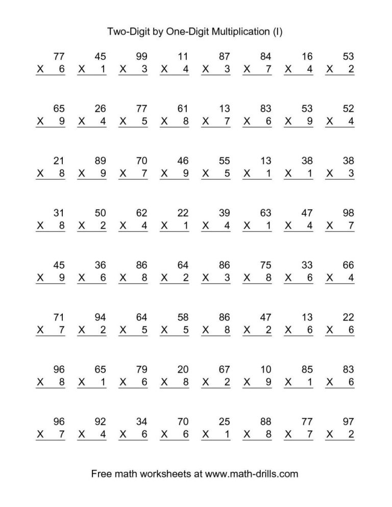 6th Grade Grade 3 Printable Multiplication Worksheets