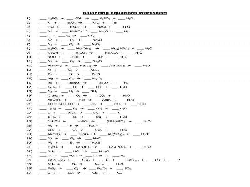 30 Balancing Equations Worksheet Answers Key Worksheet Resource Plans