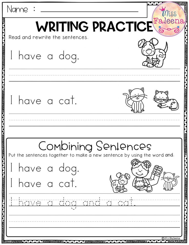 Kindergarten Handwriting Sentences Worksheets