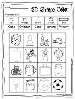 3d Shapes Worksheet Kindergarten Free