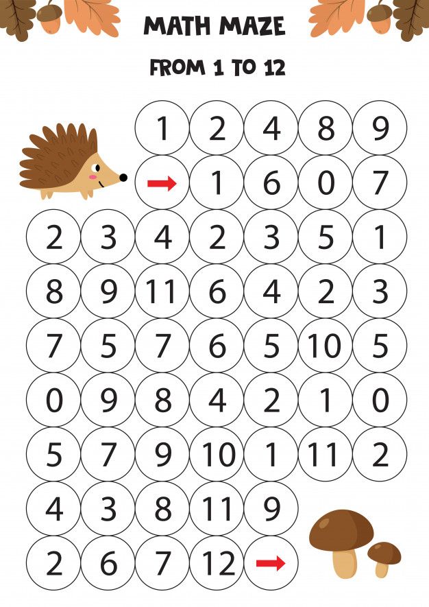 Math Game For Kids. Cute Cartoon Hedgehog Goes To The Mushrooms. in
