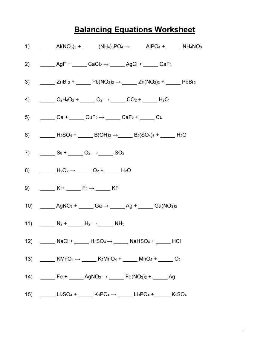 33 Clever Balancing Chemical Equations Worksheet Design , https