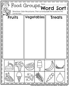 Preschool Food Groups Worksheets