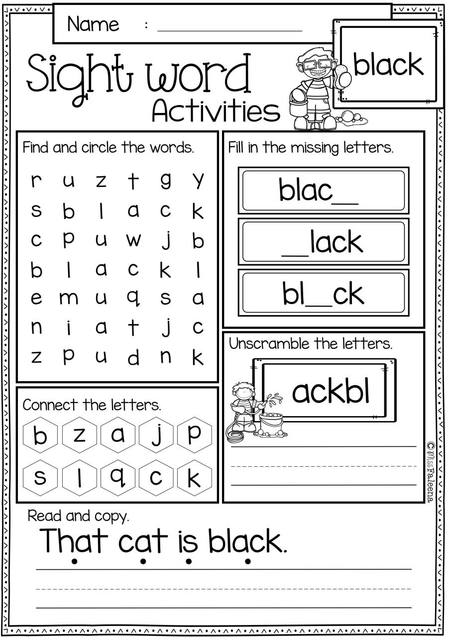 Teach child how to read Free Printable Worksheets For Sight Words