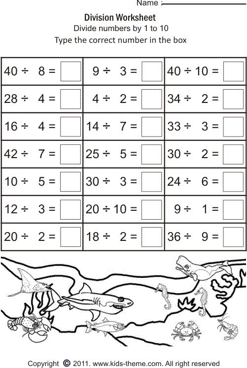 Math Worksheets Grade 2 Division