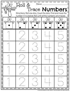 Kindergarten Number Tracing Worksheets 1-5