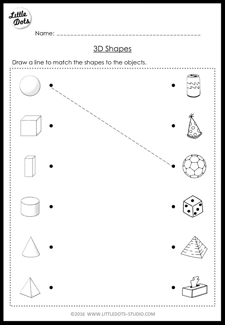 3D Shapes Worksheets For Kindergarten