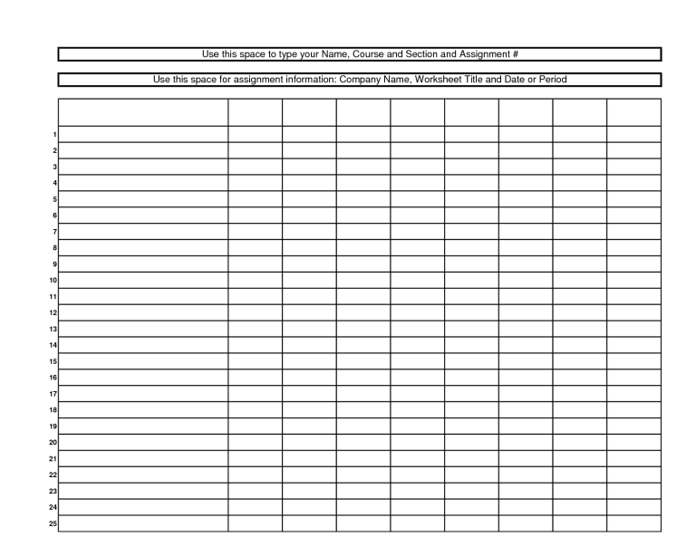 10 Column Worksheet Paper Accounting