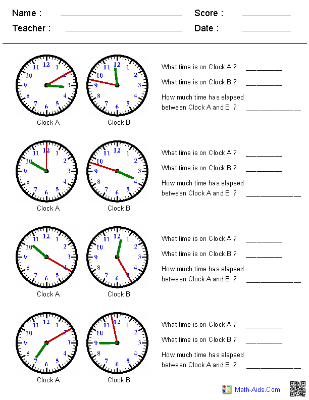 3rd Grade Free Printable Clock Worksheets