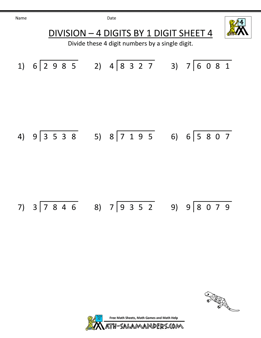 Long Division Division Questions For Grade 7