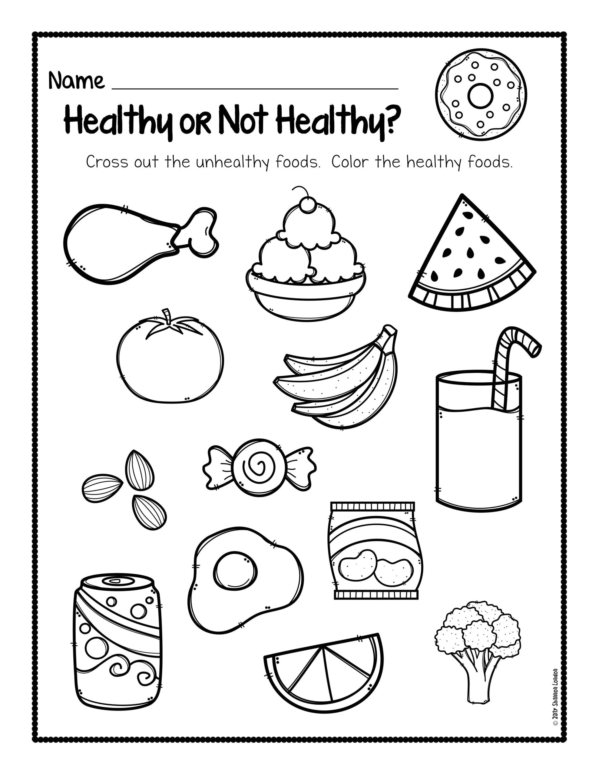 Preschool Printable Healthy Food Worksheets