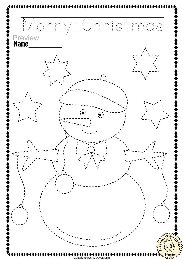 Christmas Trace and Color Pages Fine Motor Skills + Prewriting