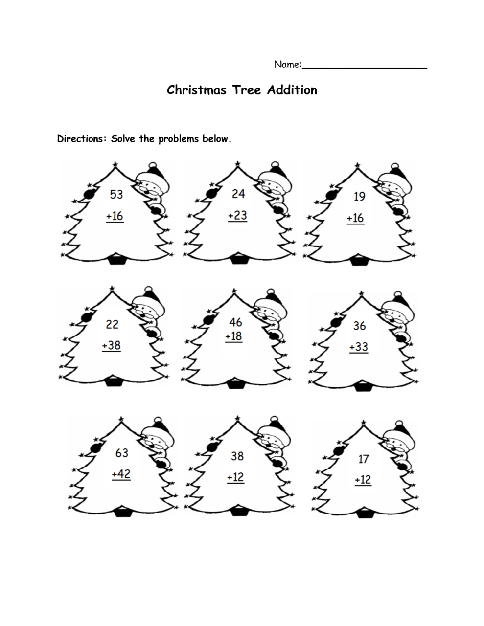 11 Best Images of Christmas Tree Addition Worksheet Free Printable