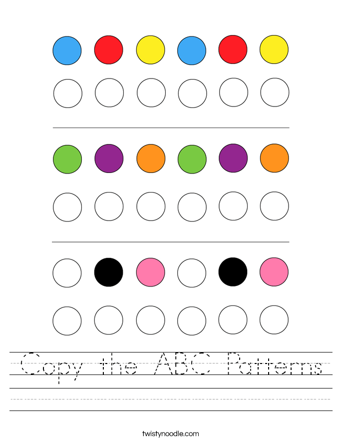 Abc Pattern Worksheets For Kindergarten