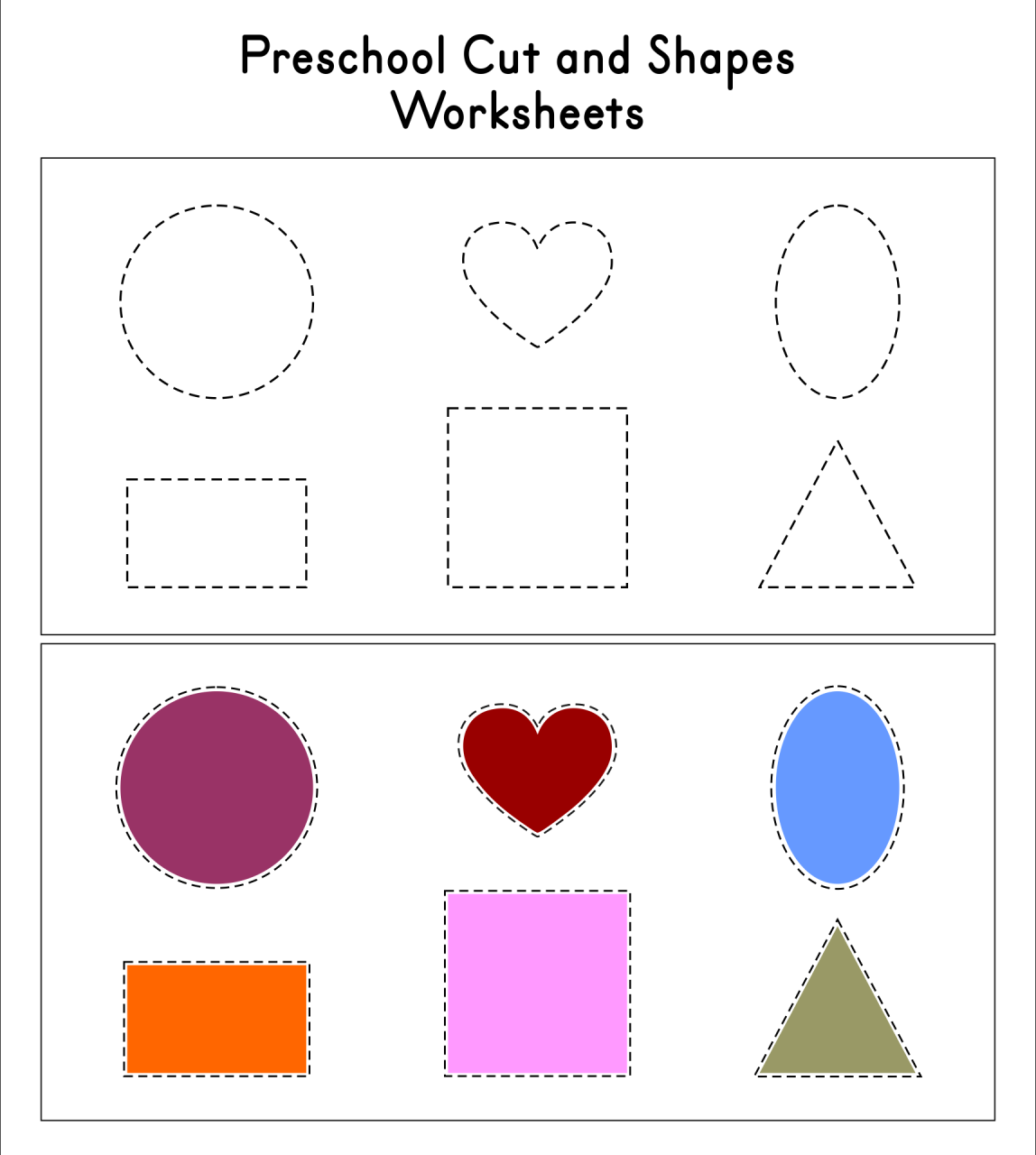 Cut And Paste Shapes Worksheets For Kindergarten