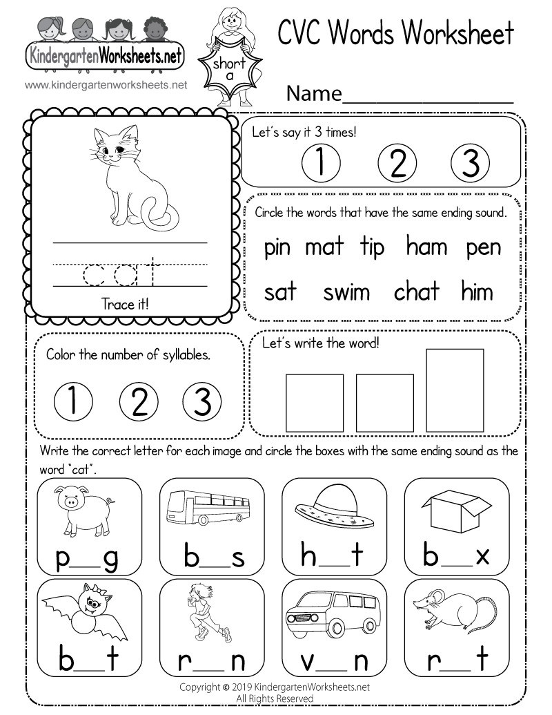Cvc Words For Kindergarten Pdf