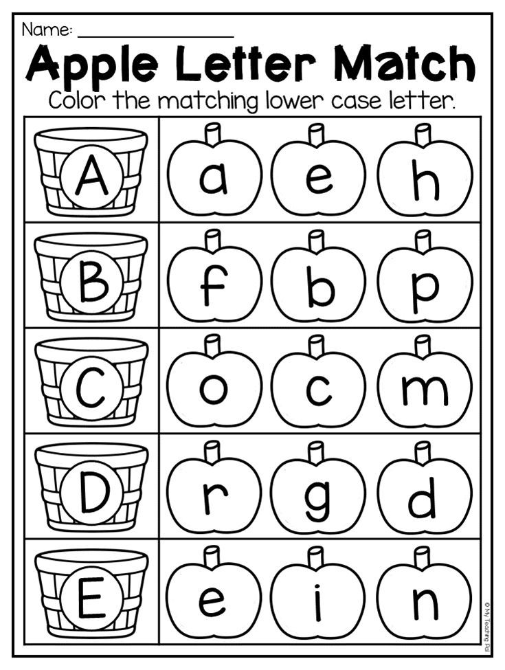 Apple Alphabet Letter Match Worksheet. This Fall Kindergarten Math and