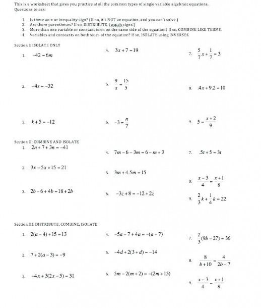 9th Grade Algebra Equations Worksheets in 2020 Algebra worksheets