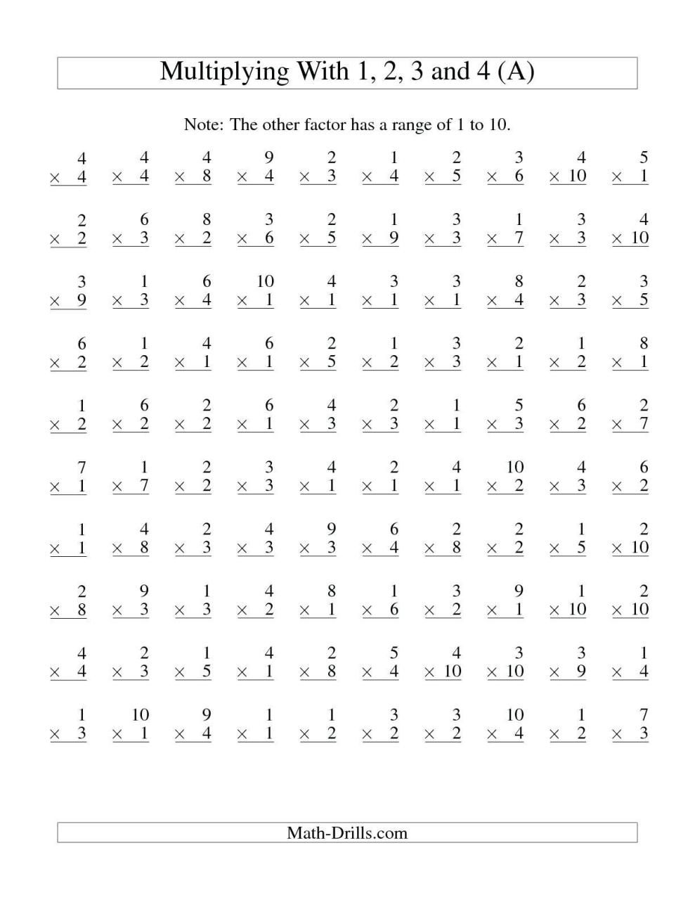 Math Worksheets Printable Multiplication