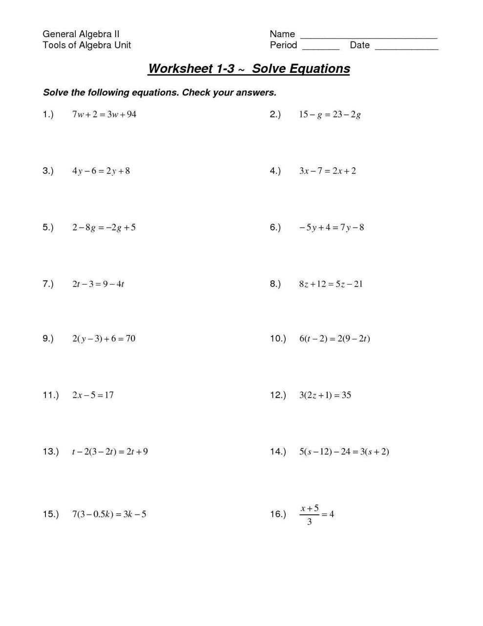 14 Prime Two Step Equations with Fractions Worksheet in 2020 Multi