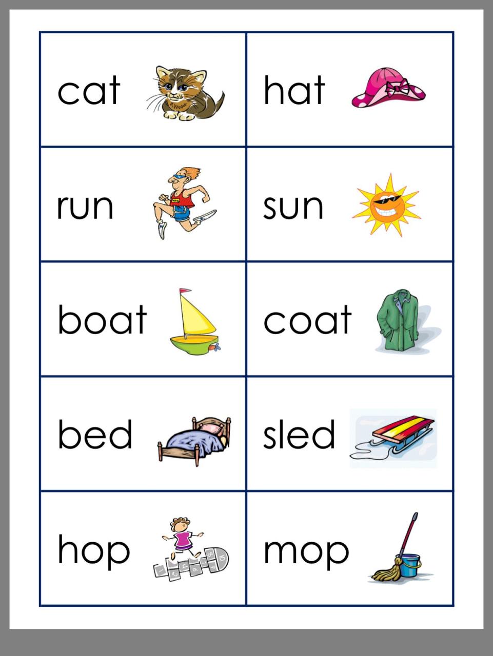 Simple Rhyming Words For Kindergarten