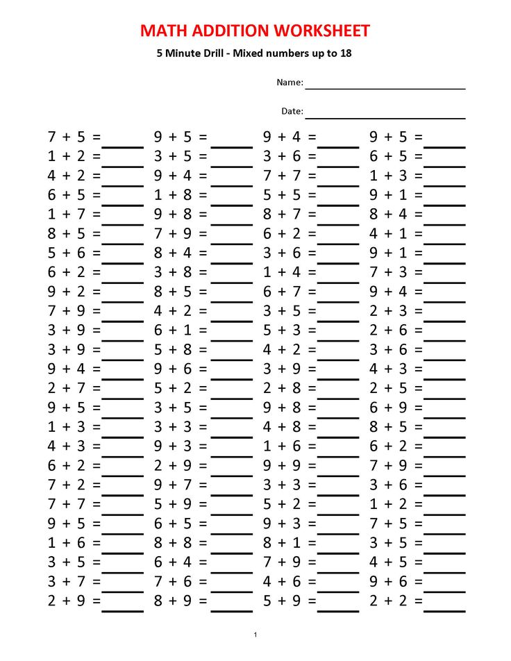 Addition 5 minute drill H 10 Math Worksheets with Etsy First grade