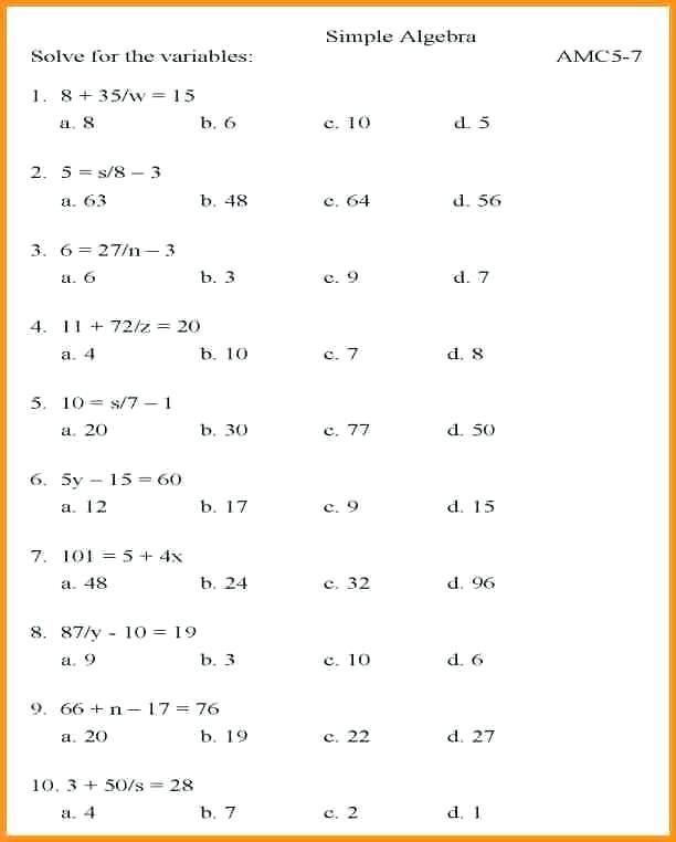 Free Printable 7th Grade Pre Algebra Worksheets Learning How to Read
