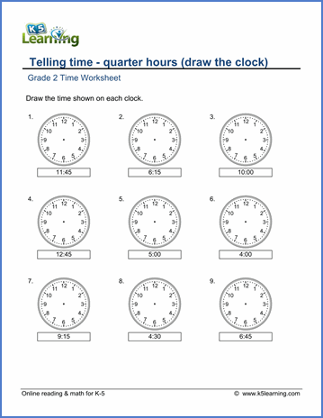 Clock Worksheets For Grade 2 Pdf