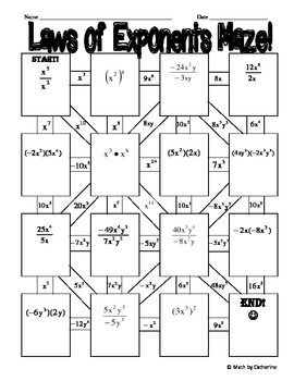 Exponent Rules Maze Worksheet Answers