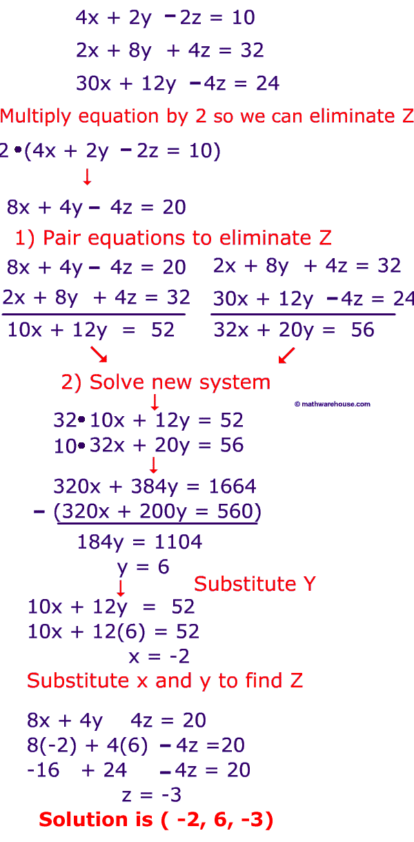 Solve Simultaneous Equations 3 Variables Calculator Tessshebaylo