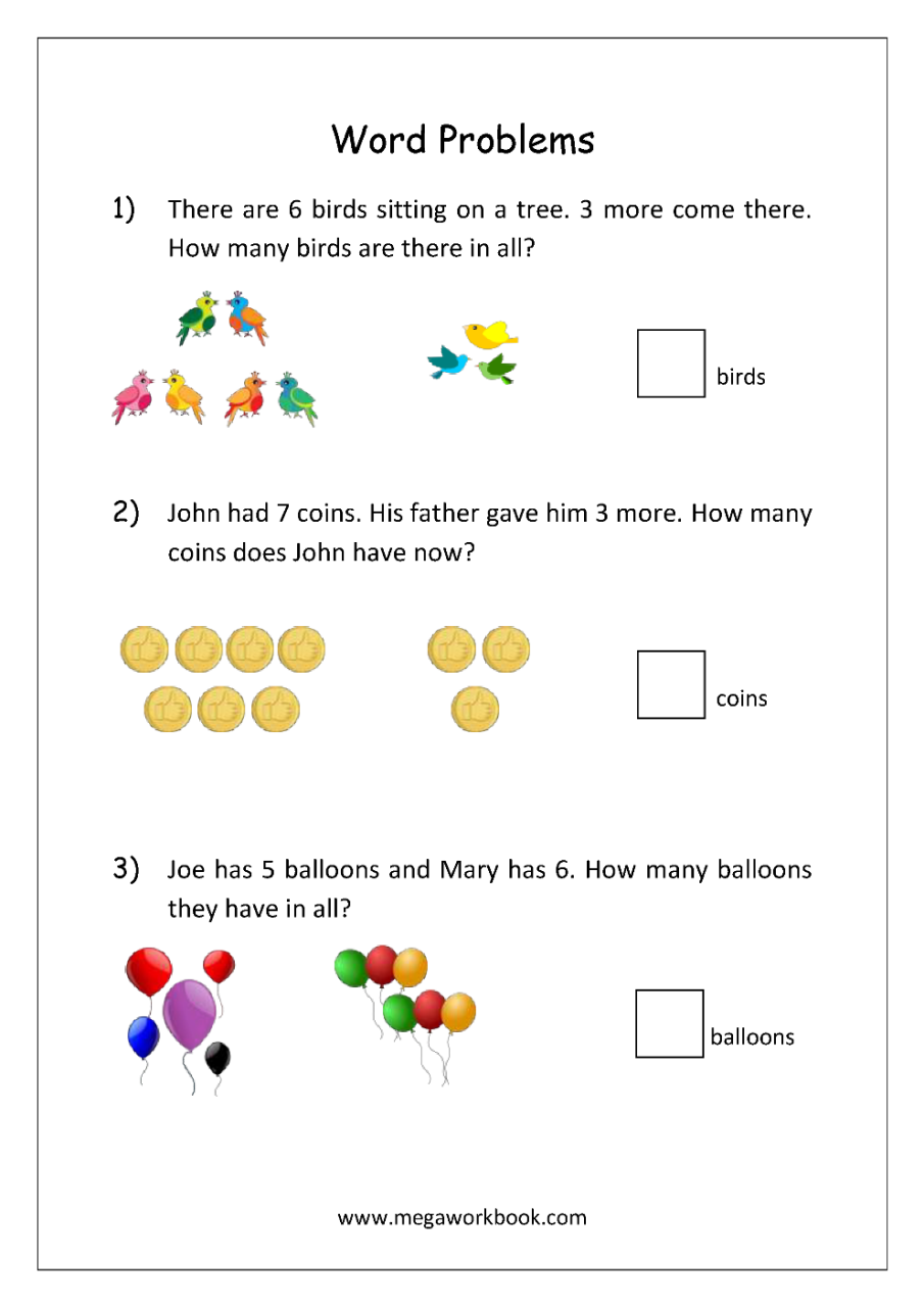Addition Worksheets First Grade With Pictures