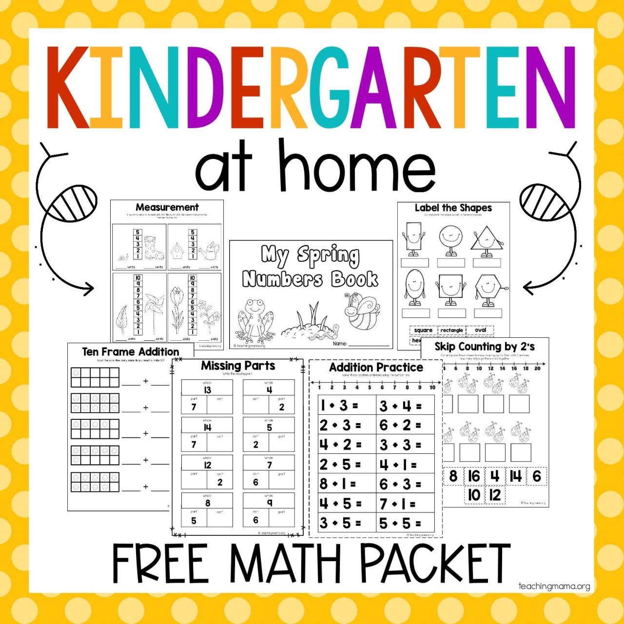 Kindergarten At Home Math Packet Math packets, Kindergarten math free