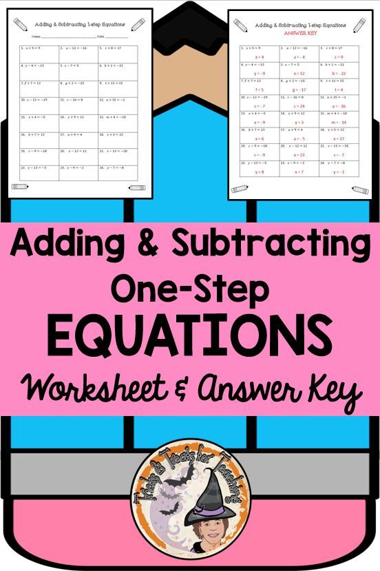 Solving One Step Equations Worksheet Adding And Subtracting
